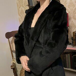 Genuine black fur coat sz S